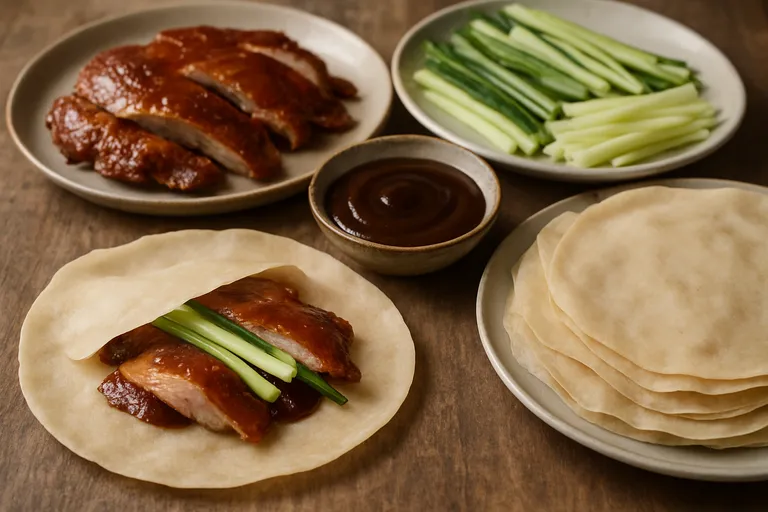 De smaak van peking: malse eend in dunne flensjes met hoisinsaus en frisse groente