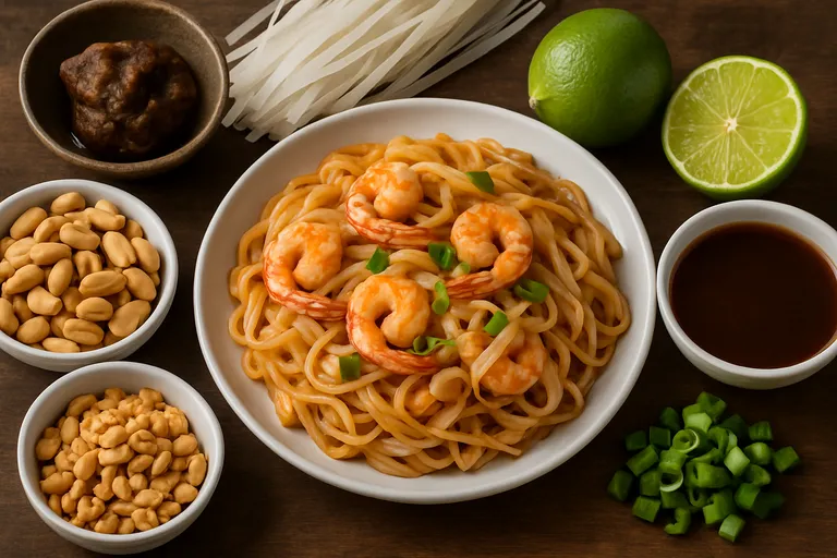 Ingrediënten en pad thai saus