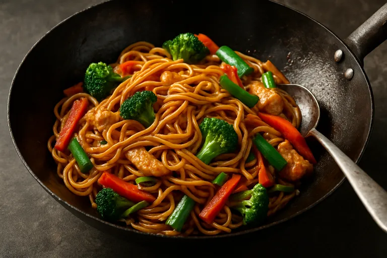 Ontdek de authentieke thaise roerbakmie met wokgeur, umami en knapperige groente