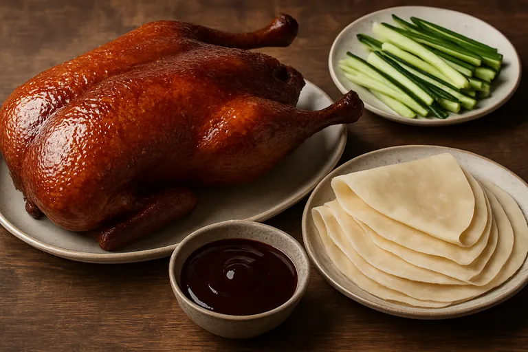 Proef knapperig gelakte eend met krokant vel, flensjes en hoisinsaus uit de keuken van beijing