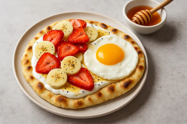 Zoete en ontbijt-ideeën met naanbrood